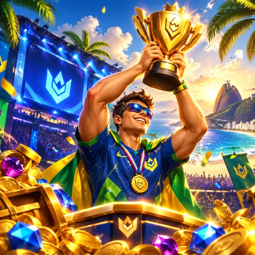 Arena de eSports com telões exibindo partida competitiva